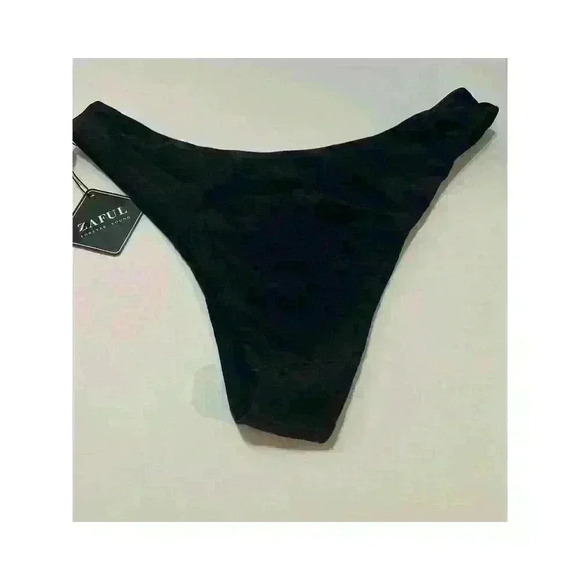 ZAFUL Black High Cut Plain Bikini Bottoms NWT Size L - Picture 3 of 4